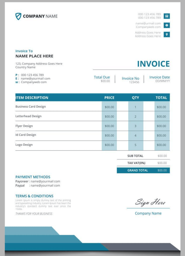 Simple Gray Invoice